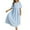 A-Blue759, variant on Solid Pleated Dress for Women Loose Flowy Elbow Sleeve Round Neck Maxi Dress Breathable Minimalist Casual Dresses