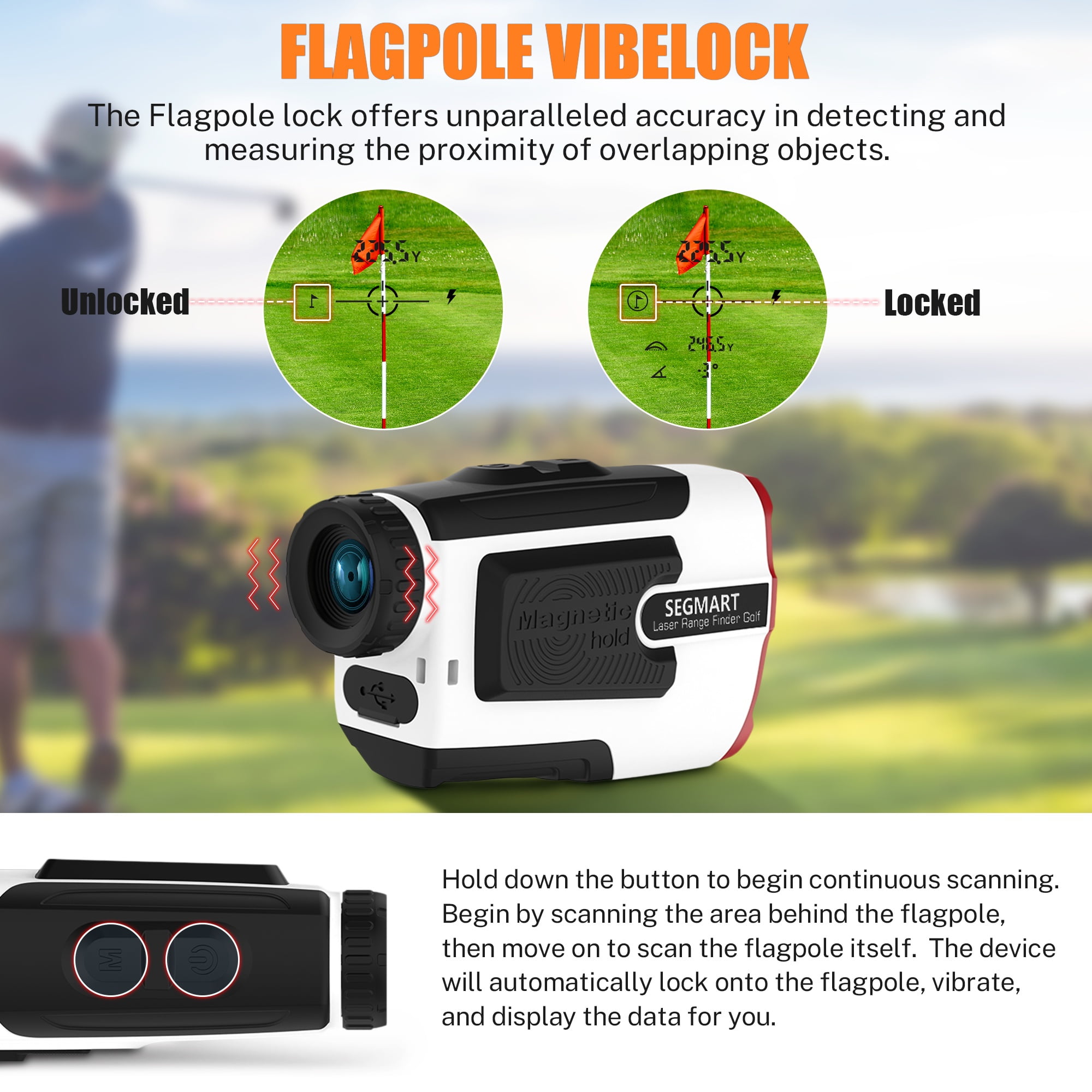 Segmart Laser Golf Rangefinder, 900 Yards 7X Magnification