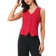 thumbnail image 1 of Chaleco sin mangas de botón y cuello en V para mujer Inspire Chic, color rojo profundo, talla L, 1 of 6