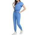 thumbnail image 4 of WULMLEO 2 Piece Scrubs Outfits for Women Sleeveless Petite Scrub Sets Stretch Crew Neck Fashion Nurse Uniform Tank Tops and Pants Medical Working Soft Comfortable Nursing Workwear Sky Blue S, 4 of 4