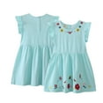 thumbnail image 2 of AJZIOJIRO Robe Décontractée pour Filles Robe Brodée Douce pour Tout-Petits Été Couleur Unie Col Rond Robe Ample, 2 of 9