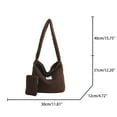 thumbnail image 2 of Womens Shoulder Bags Ladies' Fur Clasp Solid Color Crossbody Single-Shoulder Casual Bag Fashionable and Simple Large-Capacity Handbag Coffee Color, 2 of 4