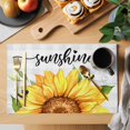 thumbnail image 2 of Sunflowers Bees Placemats Set of 6, Grey Check Sunshine Watercolor Floral Placemats for Dining Table, Place Mats for Kitchen Tabletop, Waterproof Wipeable Dining Table Mats Set, 2 of 9