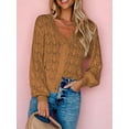 thumbnail image 2 of ZAXARRA Cardigan en Tricot pour Femmes Manches Longues Col en V Fermeture à Boutons Veste Décontractée Automne Pull, 2 of 5