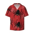 thumbnail image 2 of Lsque Spider print Men's Cuban Collar Short Sleeve Shirt Summer Beachwear Casual Button Down Fashionable Vacation Leisure Shirt-Medium, 2 of 7