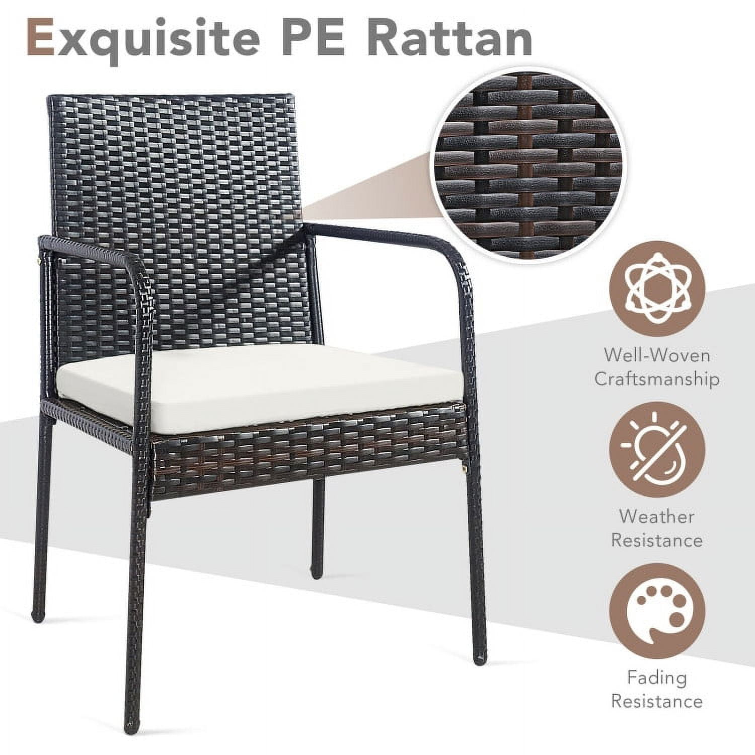 Aimee Lii 4 Pieces Patio Wicker Rattan Dining Set with Comfy Cushions, Outdoor Patio Furniture