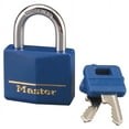 thumbnail image 2 of Master Lock Laminated Padlock with Brass Body and Blue Cover, Key Lock Type, 2 of 5