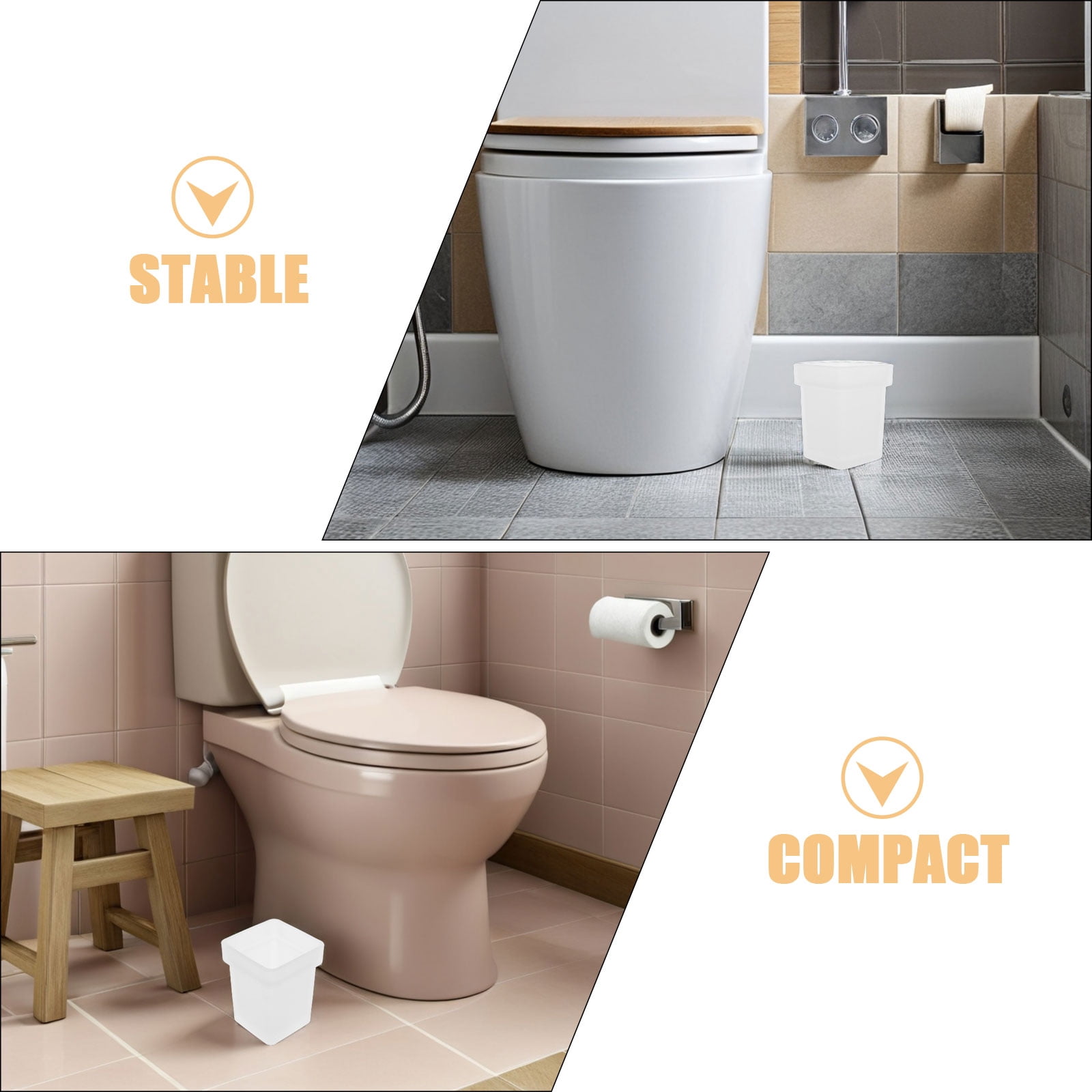 LOLIPPYY 2-Pack Toilet Brush Set with Clear Glass Holder Cups for Effective Bathroom Cleaning and