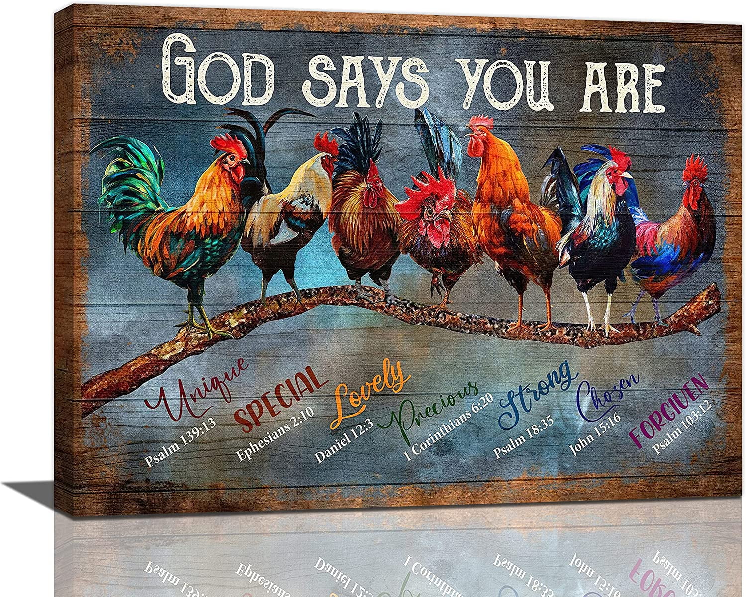 Farmhouse Chicken Wall Decor Rustic Rooster Pictures Wall Art God Says