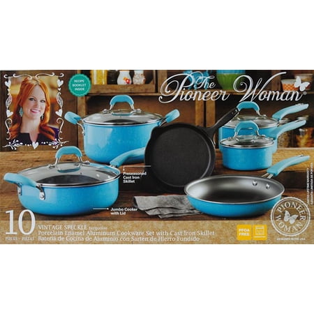 The Pioneer Woman Non-Stick Turquoise Cookware Set, 10 ...