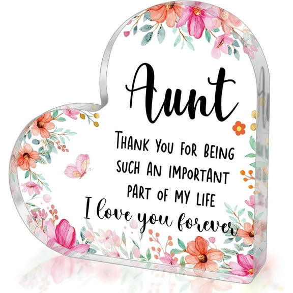 Best Aunt Gifts from Niece Nephew, to My Aunt Acrylic Heart Sign Keepsake Presents, Birthday Christmas Mothers Day Valentines Day Gifts for Aunt Auntie