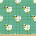 thumbnail image 2 of Ambesonne Cartoon Fabric by the Yard Upholstery, Sheep Bedtime Motif, 5 Yards, Sea Green Orange White, 2 of 5