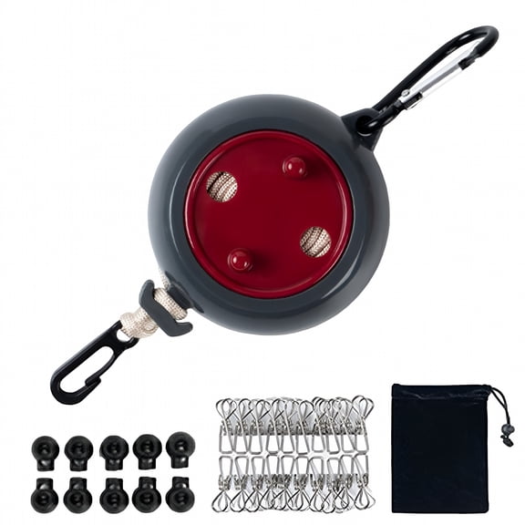 LAMIRO Retractable 32 Feet Heavy Duty Clothesline with Fixing Clip for Indoor Outdoor