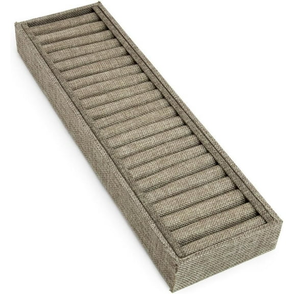 Burlap Ring and Bangle Display Tray -21 Slot Jewelry Organizer for Retail Stores, Craft Fairs, Tradeshow, and Home Use – Rustic Jewelry Holder for Rings & Bangles. Size-14.75” x 4.25” x 1.50”