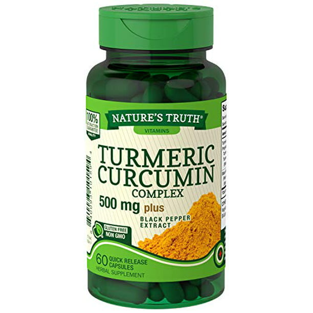 Nature's Truth Turmeric Curcumin Complex 500 mg Capsules Plus Black ...