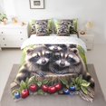 thumbnail image 2 of Homewish Cute Raccoon 7 Pieces Bedding Comforter Set,Zoo Animal Full Bedding Set,Sweet Cherry Fitted Sheet Flat Sheet For Girl Boys,Ultra Soft Home Decor Reversible, 2 of 8