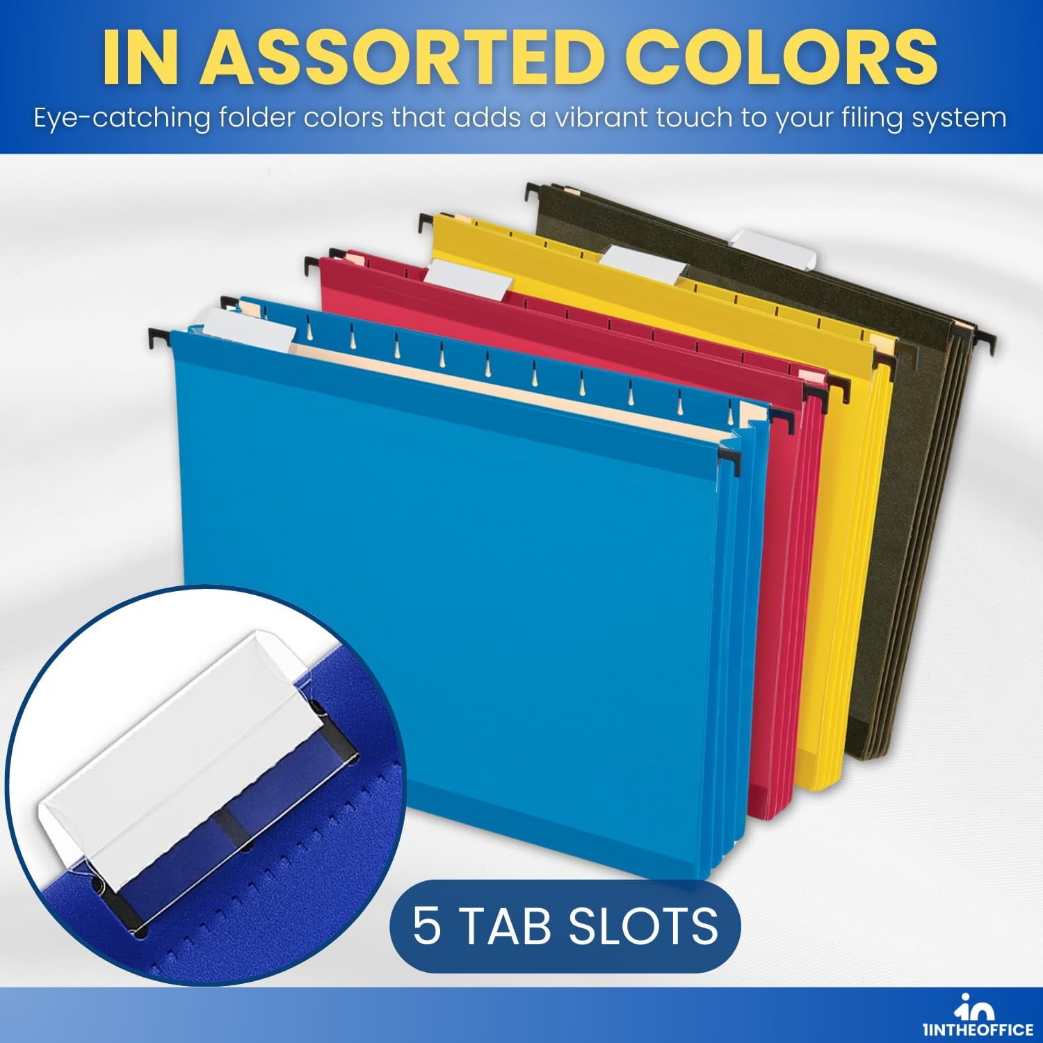 Poly Expanding Hanging File Folders Letter Size, Hanging File Pocket, File Cabinet Dividers, Assorted, 5/Pack