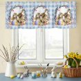 thumbnail image 6 of Valances for Windows Spring Easter Rabbit Eggs Chicken Rod Pocket Short Curtain for Bathroom Living Room Bedroom Flower Butterfly on Blue Grid 1 Panel 54x18in, 6 of 9