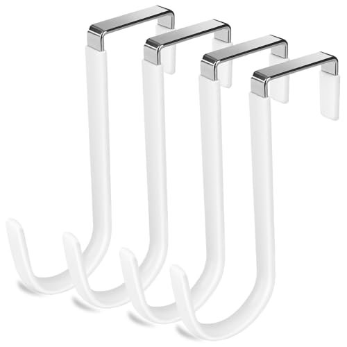 DINGEE Crochets de Suspension sur Porte, 4 Paquets Crochets en Vinyle pour Suspendre Salle de Bain, Salon, Cuisine Serviettes, Vêtements, Chaussures, Chapeaux