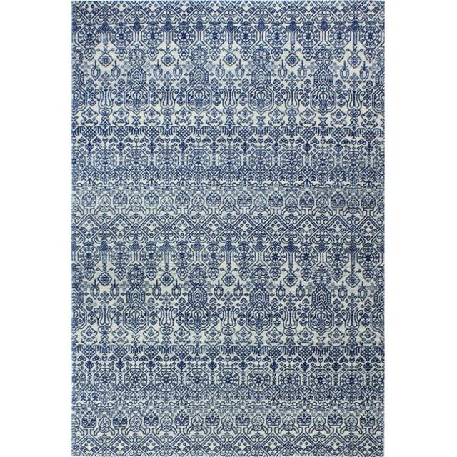 Bashian E110-IVBL-4X6-5465 Bashian Everek Collection Abstract Transitional Polypropylene Machine Made Area Rug, Ivory & Blue - 3 ft. 6 in. x 5 ft. 6 in.