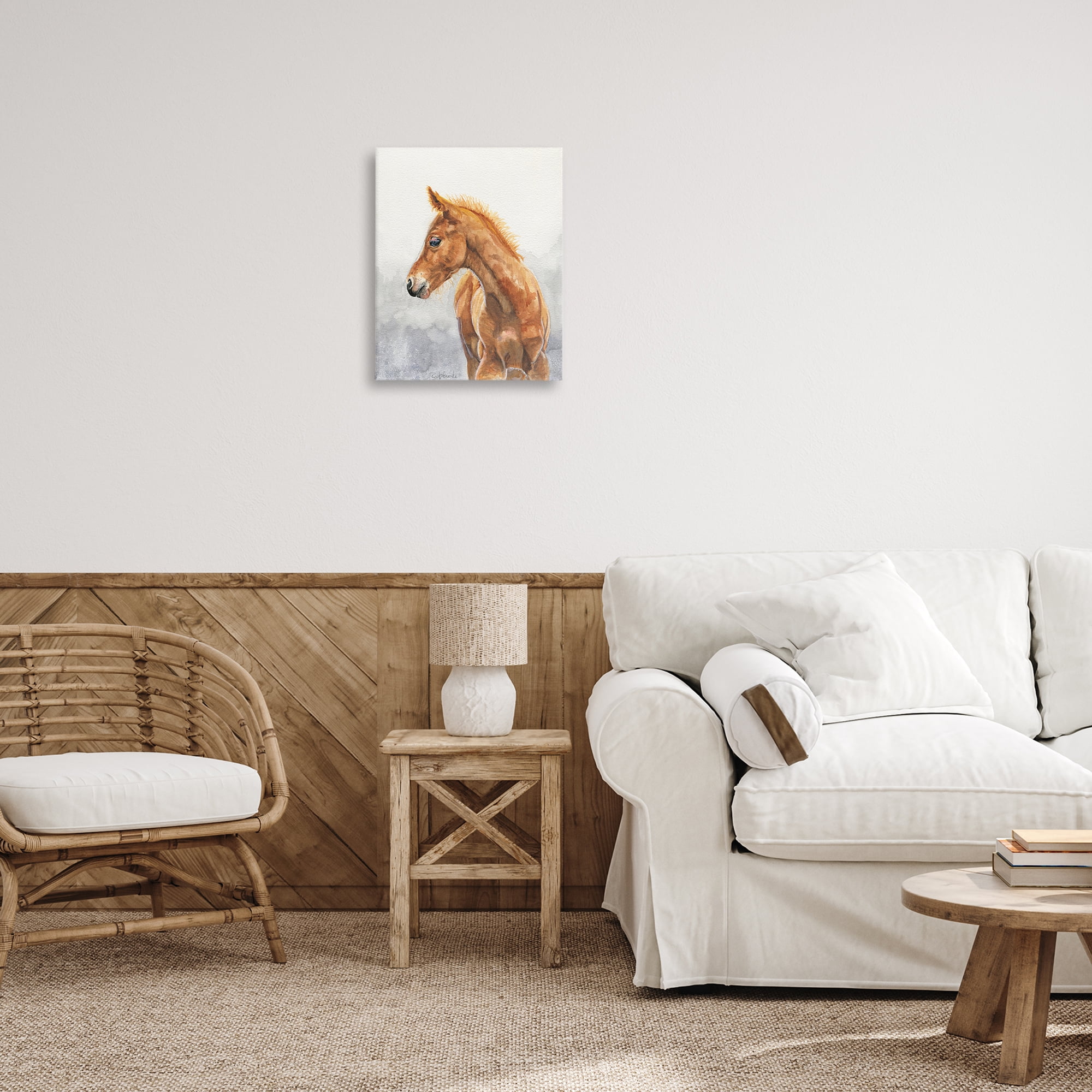 Stupell Industries Watercolor Brown Foal Animals Painting Wrapped Canvas Art Print Wall Art, 16 x 20