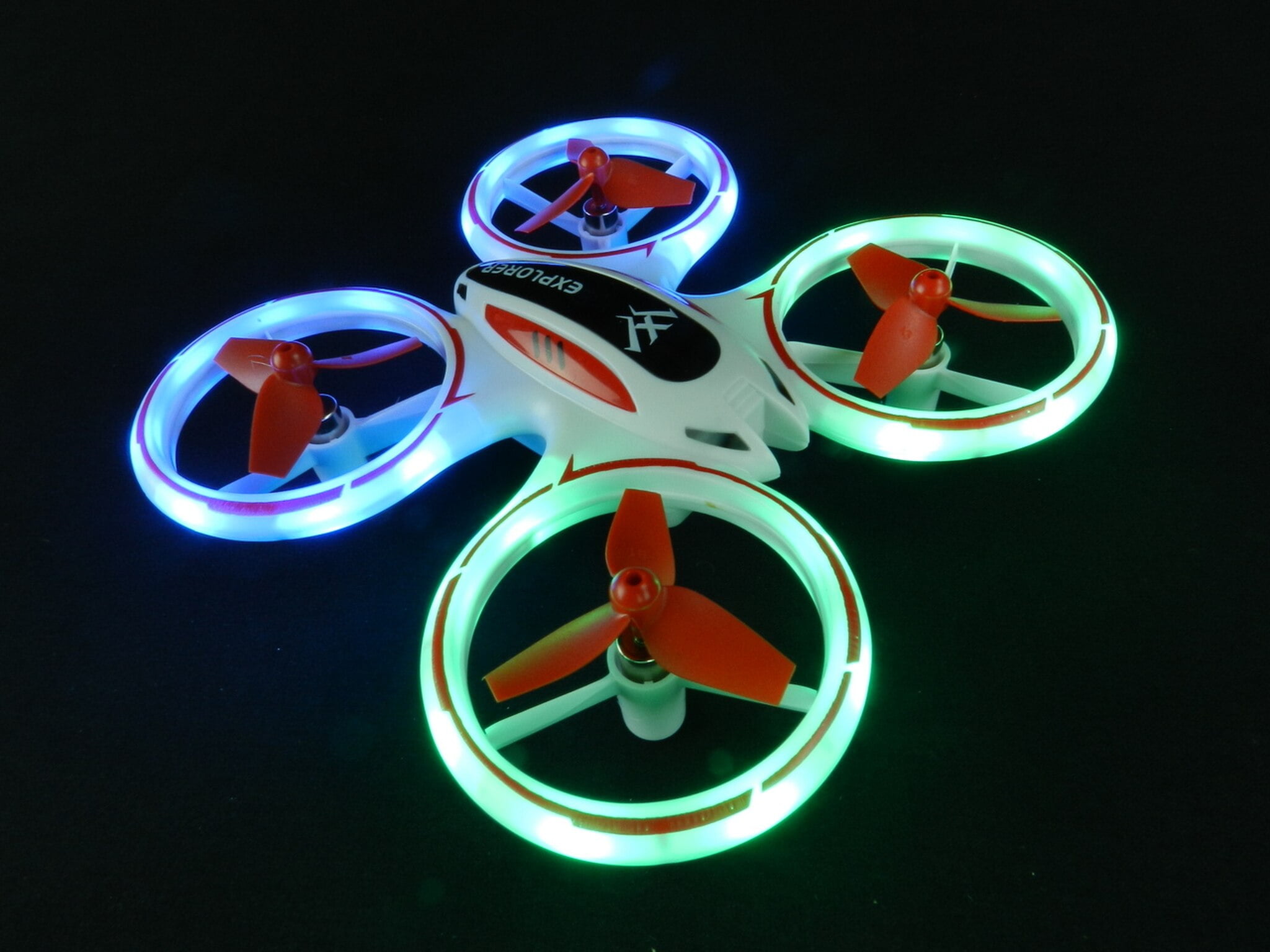 Drone de course with led lights on Craiyon