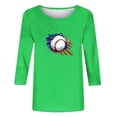 thumbnail image 3 of DDAPJ pyju 3/4 Sleeve Tops for Women Baseball Print T-shirts 4th of July Patriotic Shirts Stars Stripes Graphic Tees Loose Fit Mid-length Casual Workout Crewneck Tee Top Green M, 3 of 4