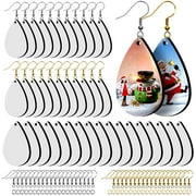 40 Pieces Sublimation Blank Earrings, Ocheyu Sublimation Printing Earrings Unfinished Teardrop Heat Transfer Earring Pendant with KC Silver Gold Earring Hooks and Jump Rings for Christmas Jewelry