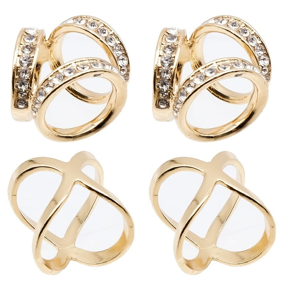 4pcs Crystal Silk Scarf Buckle Ring Female Alloy Scarf Clasp Clips