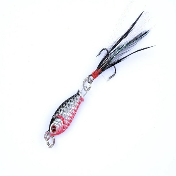 4pcs/Set Mini Fishing Lure Metal Fake Fish Bait with Feather Hook