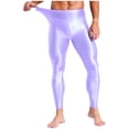 thumbnail image 4 of Sholeno Legging Taille Haute Brillant pour Homme, Pantalon de Compression Extensible pour Gym, Tenue de Boîte de Nuit, Performance, Violet Pâle, m, 4 of 7