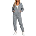 thumbnail image 3 of Jerdar Womens Matching Sweatsuit Zip Up Hoodie Jogger Pants Oversized Drop Shoulder Side Pockets Casual Workout Lounge Fall Winter Outfits M, 3 of 9