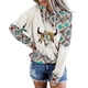 thumbnail image 1 of Moda mujer manga larga otoño camiseta impresión bolsillos con capucha blusa Tops Fridja  bvmnju7977, 1 of 7