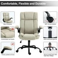 thumbnail image 3 of Office Chair High Back Ergonomic Executive Chair Comfortable Fabric Padded Home Office Desk Chairs with Flip-up Adjustable Armrest Swivel Wheels (Beige), 3 of 8
