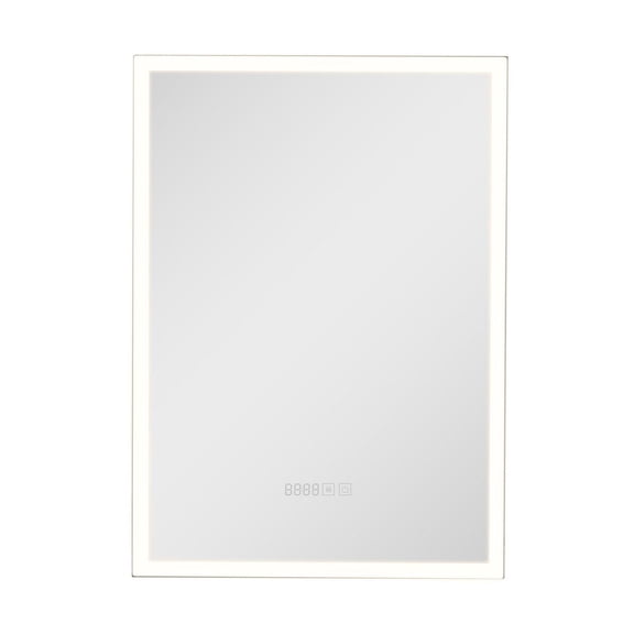 Lighted Medicine Cabinet 20x28in, Dimmable LED Bathroom Mirror, Recessed/Wall Mount, Defog, Adjustable Shelves, Built-in Outlet
