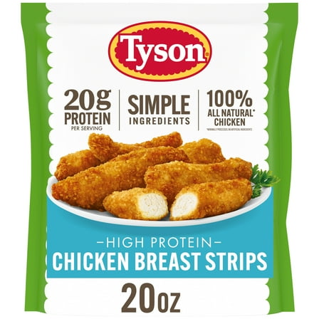 Tyson Simple Ingredient Chicken Breast Strips, Fully Cooked, Frozen, 20 oz