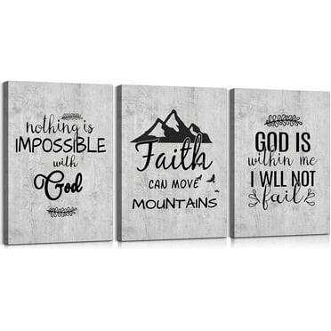 Bible Verses Wall Decor Jesus Wall Art Nothing Is Impossible with God Christian Wall Art Religious Wall Decor Bible Verses Wall Art God Wall Decor for Living Room Bedroom Decor (12''Wx16''Hx3)