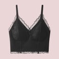 thumbnail image 2 of Hduncf Lace Bralettes for Women V Neck Spaghetti Strap Bra Unpadded Tops Trendy Cami Crop Top Going Out Lingerie Black M, 2 of 5