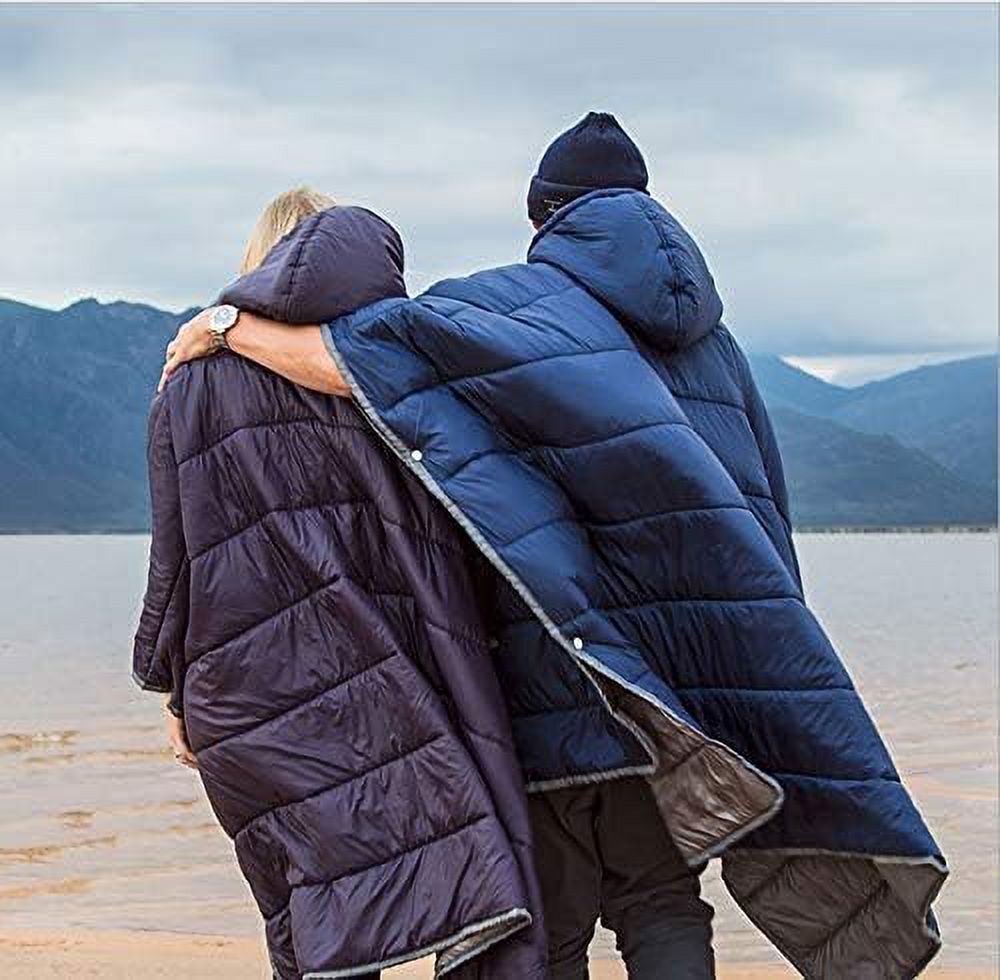 Camp Poncho Sleeping Bag Wearable Hooded Blanket - Envelope Lightweight Thermal Cloak Cape Windproof with Premium Stuff Compression Sack for Backpacking Hiking Hunting Fishing Outdoor Sport
