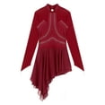 thumbnail image 5 of DPOIS Women's Figure Skating Dress Long Sleeve Gymnastic Ballet Leotard Dress Burgundy M, 5 of 7
