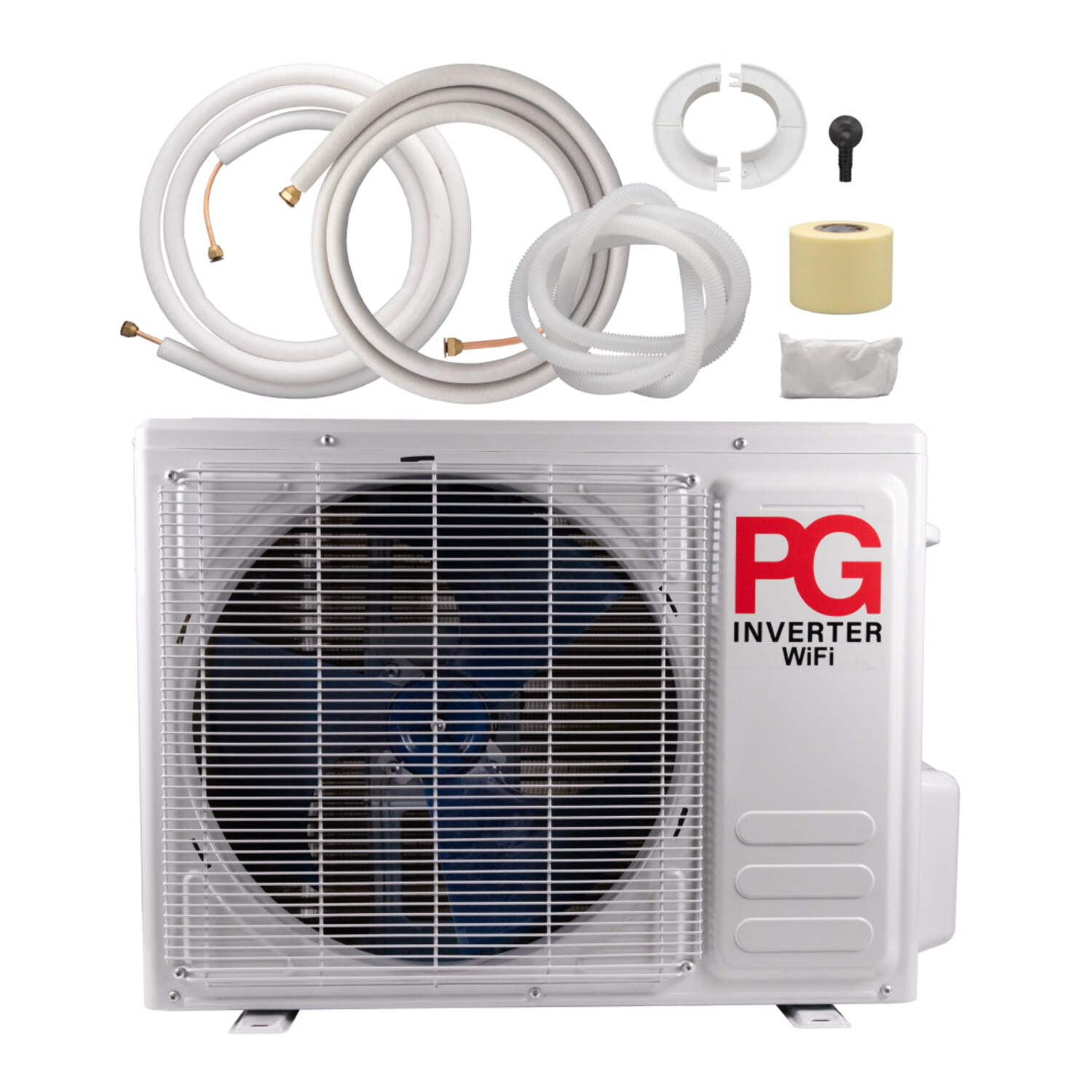 PG 12000 BTU Mini Split Ductless Air Conditioner Heat Pump, Wi-Fi Enabled, 17 SEER2, 110V, Up to 550 Sq. Ft, R-32 Refrigerant & Installation Kit