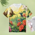 thumbnail image 4 of Flower Hummingbird Women's Short Sleeve Tops Casual Blouses T Shirt, 4 of 6