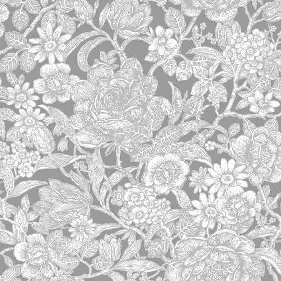 Crown Hedgerow Grey Floral Trails Unpasted Paper Wallpaper, 20.5-in by 33-ft, 56.4 sq. ft.