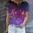 thumbnail image 4 of GUZYING Graphic Tees for Women Plus Size Tops for Women Fashion Women's Starry Print Casual Fashion Short Sleeve Tops Blouse(Light Purple,L), 4 of 6
