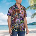 thumbnail image 5 of Goofa Vintage Floral Hawaiian Shirt for Men, Unisex Summer Beach Casual Short Sleeve Button Down Shirts,Aloha Tropical Floral print shirt-Large, 5 of 9