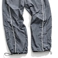 thumbnail image 4 of LEKWK Track Pants Men Wide Leg Side Stripe Stretch Athletic Pants Elastic Waist Drawstring Adjustable Cuffs Sports Trousers with Pockets Gym Daily Work Bottoms, 4 of 4