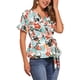 thumbnail image 4 of BLUSA Peplum Envoltura de Mujeres INSPIRE CHIC 2026 Verano Floral de Manga Corta con Volantes Escote en V Camisas con Cinturón XS Blanca Floral, 4 of 6