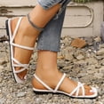 thumbnail image 5 of Womens Sandals Women's Fashionable And Casual Spring And Summer Comfortable And Versatile Elegant One-Strap Thin Strap Low-Heeled Flat Sandals White 38, 5 of 6