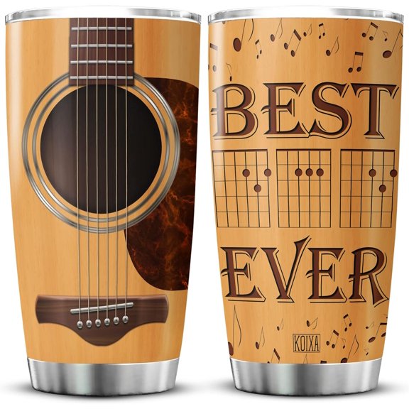 Guitar Gifts For Dad Tumbler With Lid 20 Oz Stainless Steel Coffee Cup Music Gifts For Guitarist Fathers Day Travel Mug Funny Guitar Lovers Gifts For Him On His Birthday