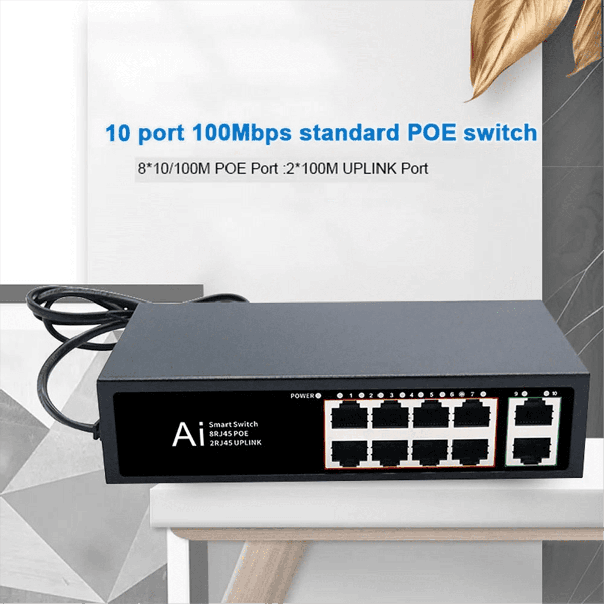 POE Switch 100Mbps Ethernet Switch POE Splitter IEEE 802.3af/At for IP Camera Wireless AP Wifi Router US Plug 10 Ports
